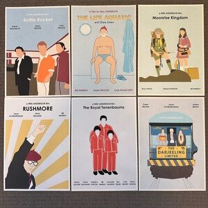Wes Anderson Movie poster unique custom prints set of 6